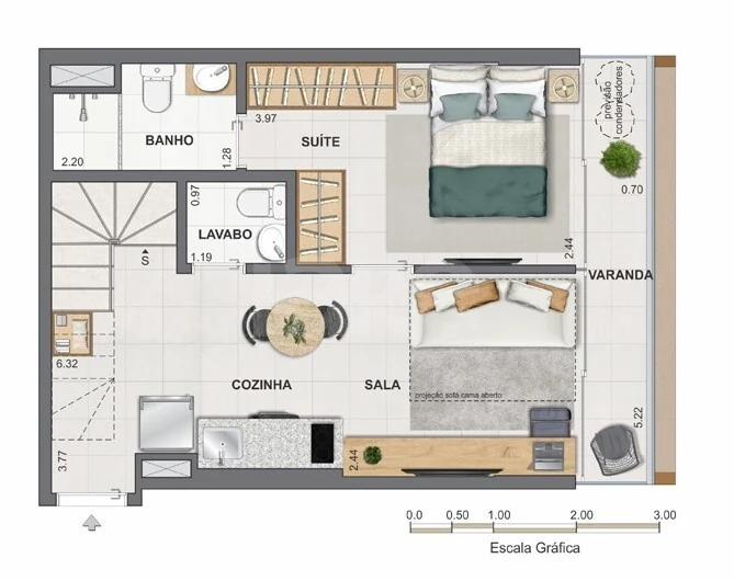 Planta — Garden 81,74 m² · 1º pavimento