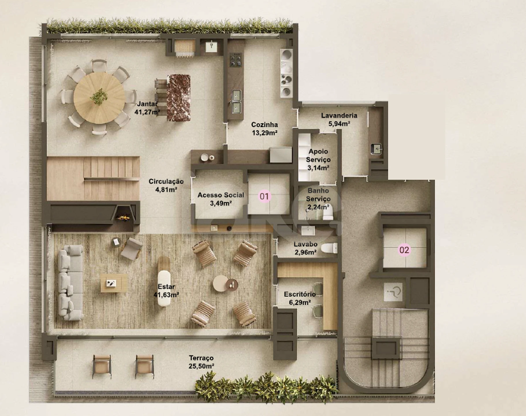 Planta — Cobertura Duplex 330,96 m²