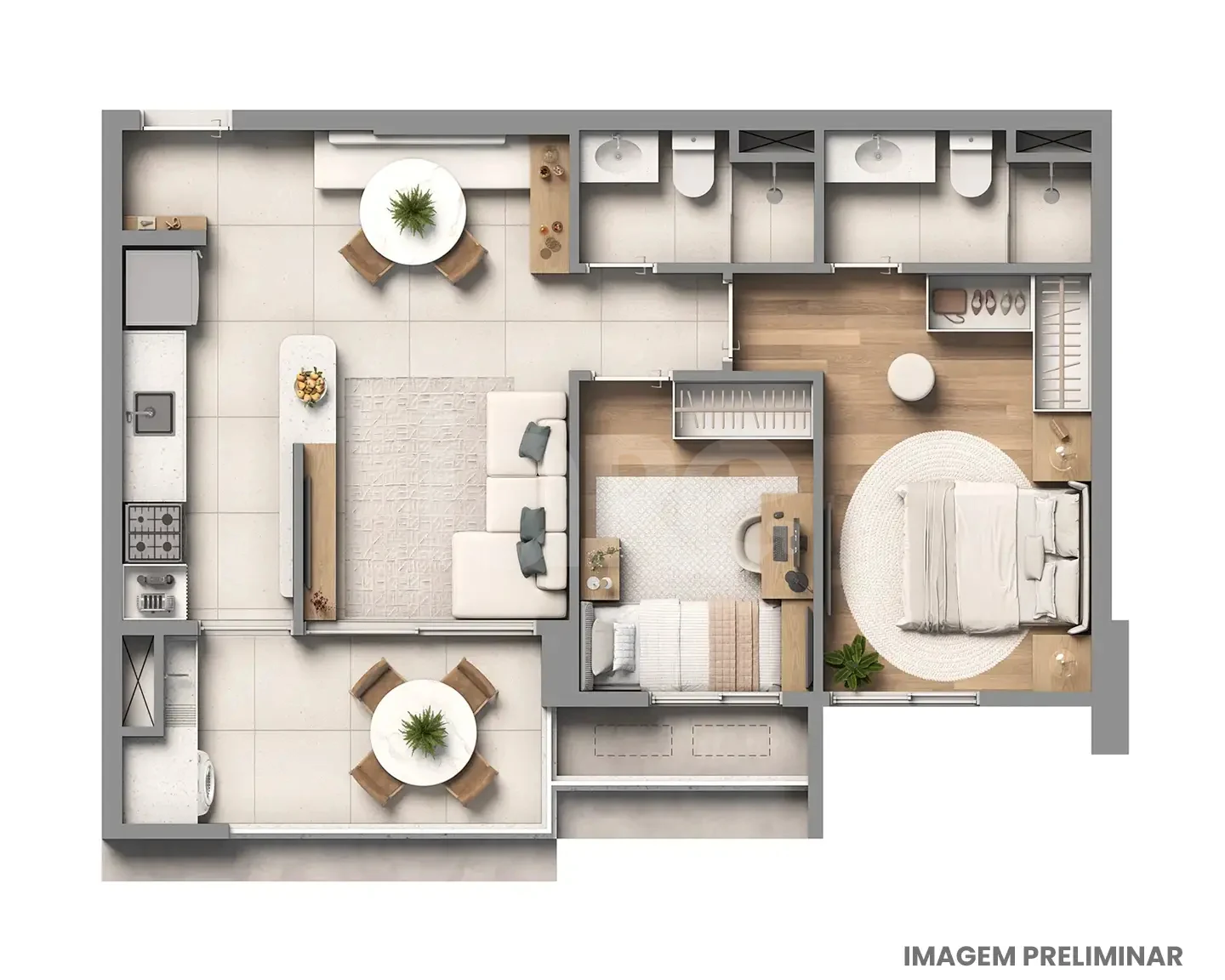 Planta — Apartamento 59,1 m²