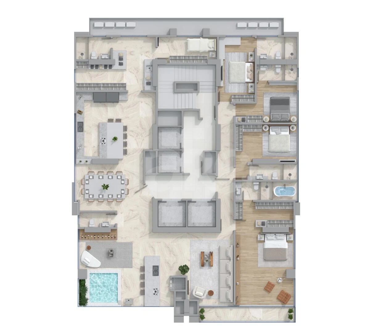 Planta — Apartamento 297,1 m² · 1º pavimento