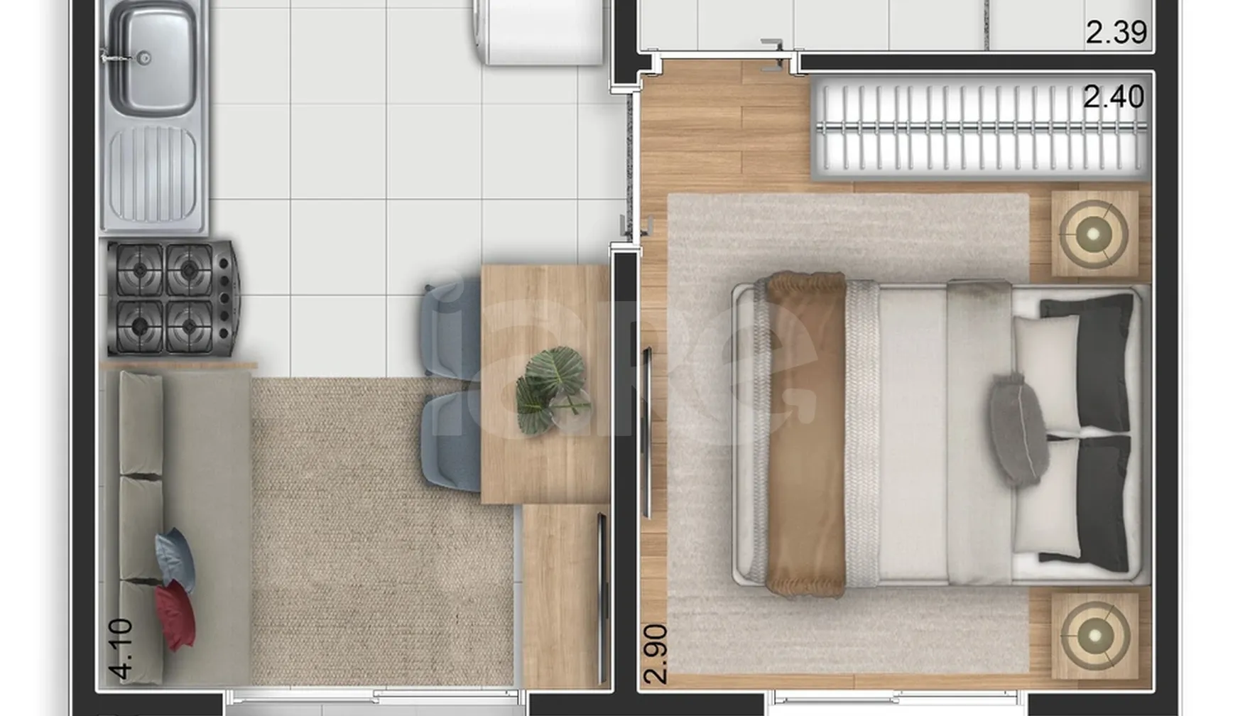 Planta — Apartamento 25,04 m²