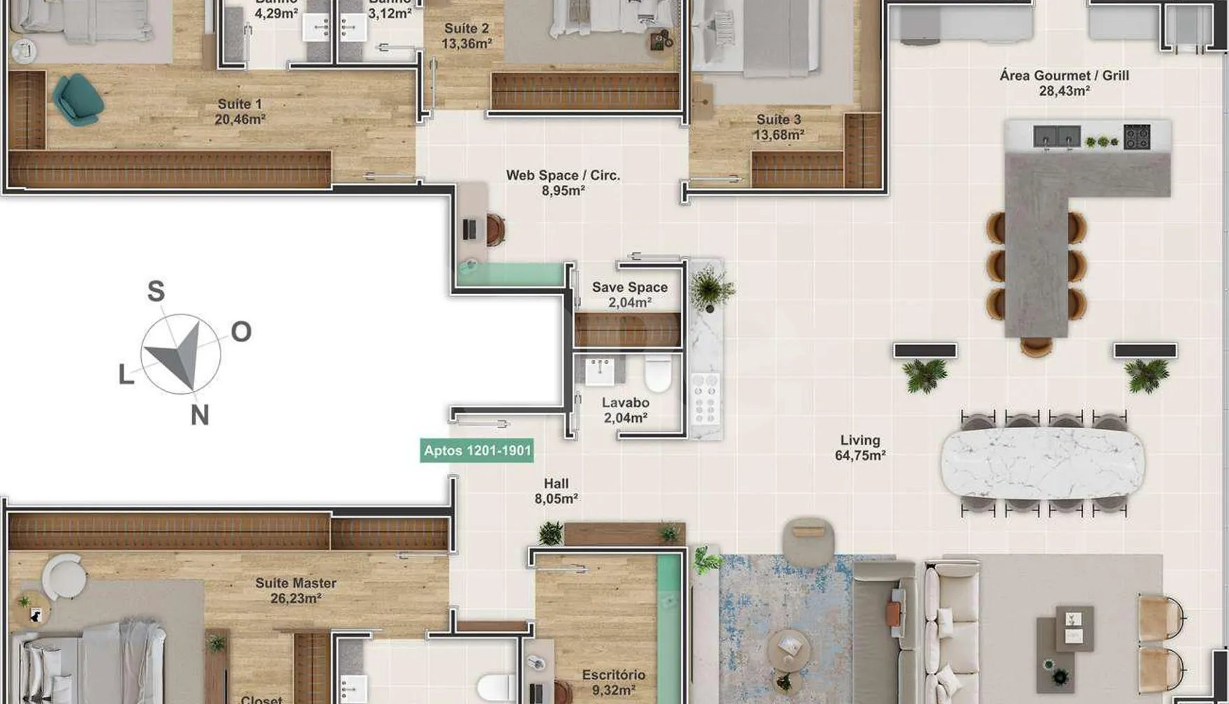 Planta — Apartamento 237,5 m²