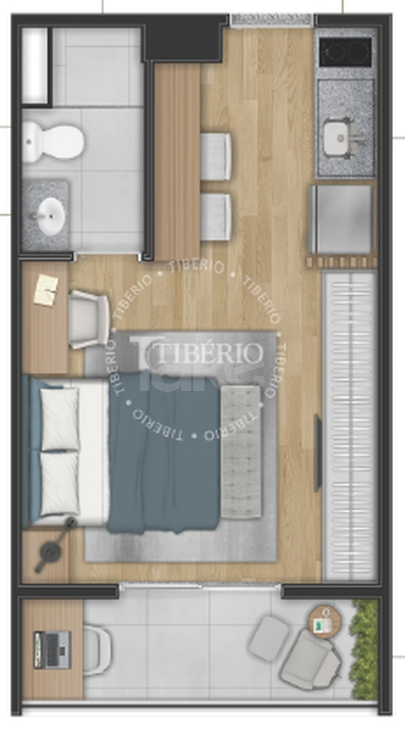 Planta — Studio 26,88 m²