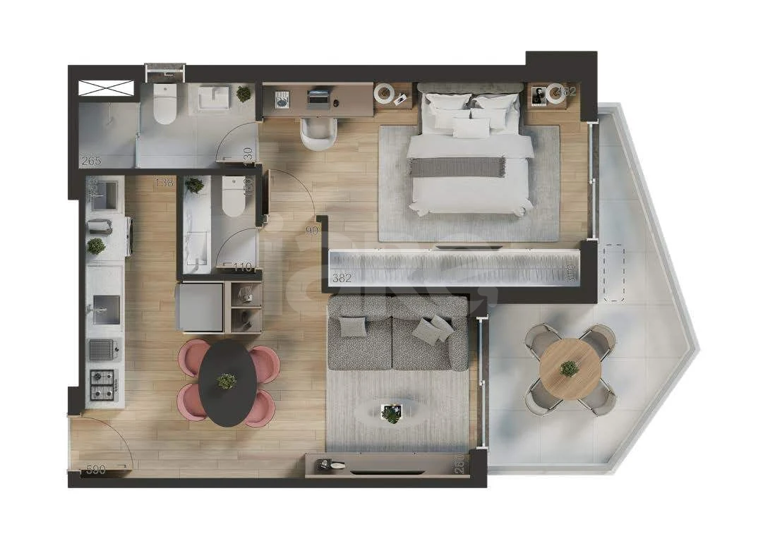 Planta — Apartamento 55,97 m²