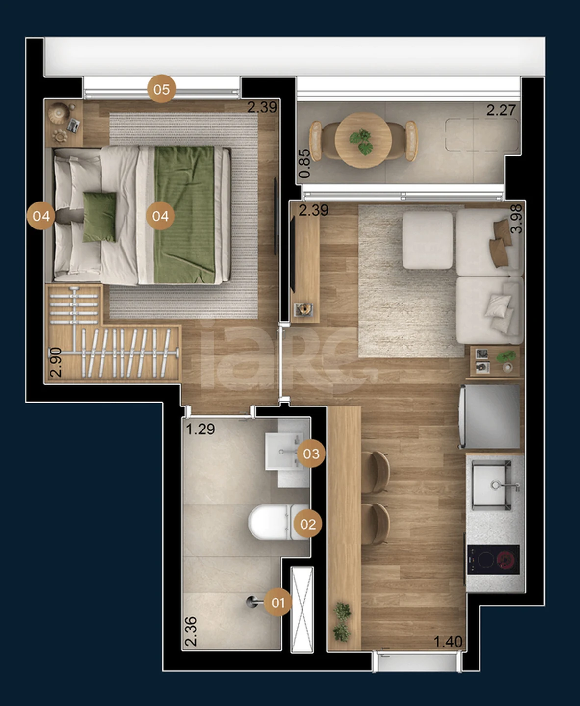 Planta — Apartamento 27,33 m²