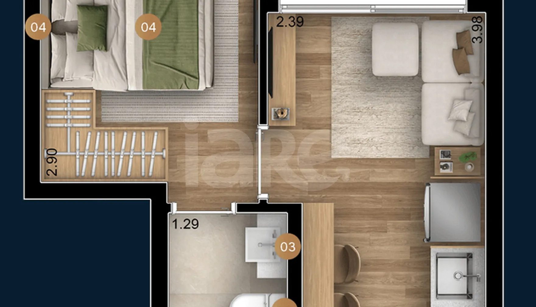 Planta — Apartamento 27,33 m²