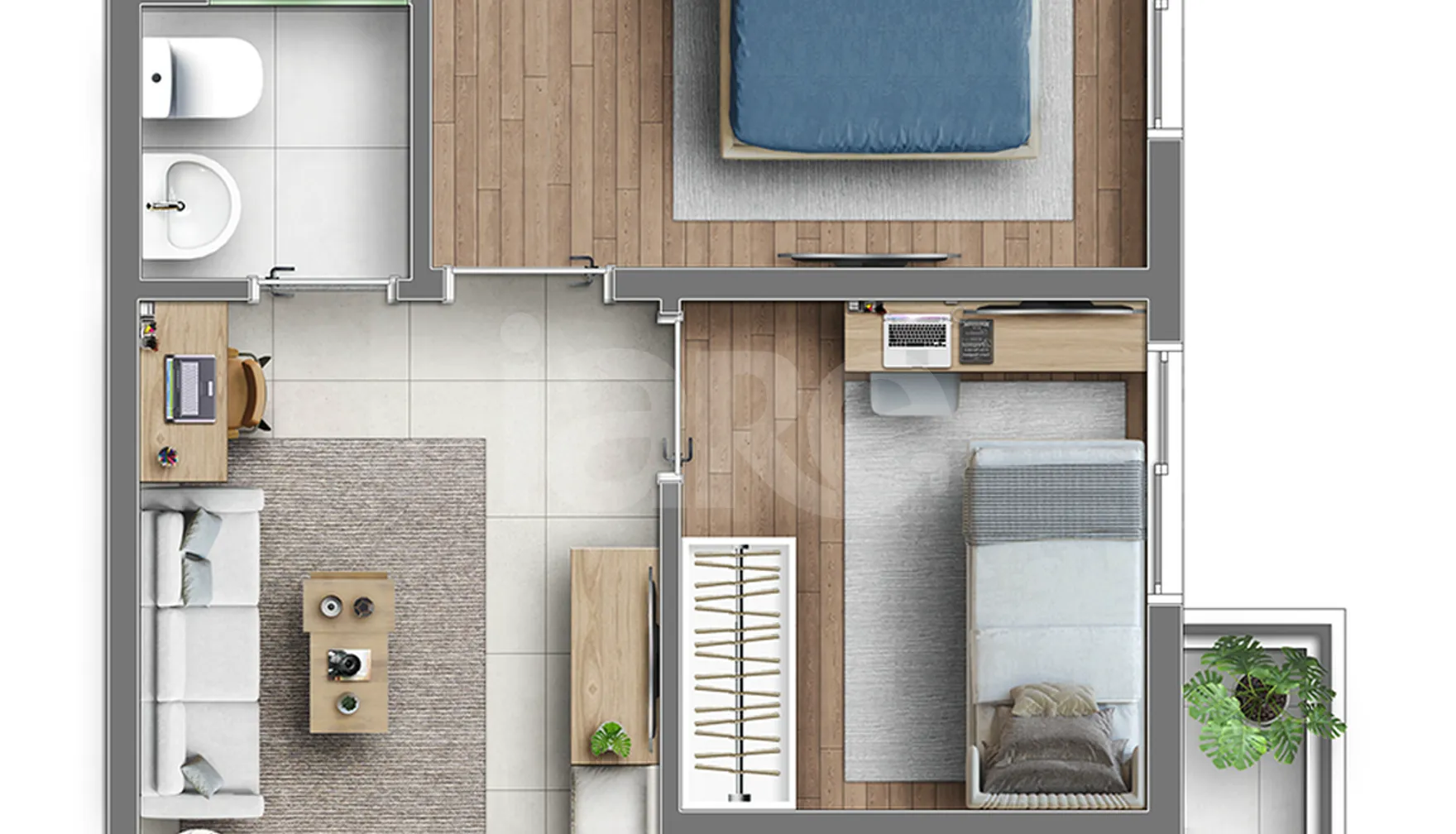 Planta — Apartamento 46,4 m²