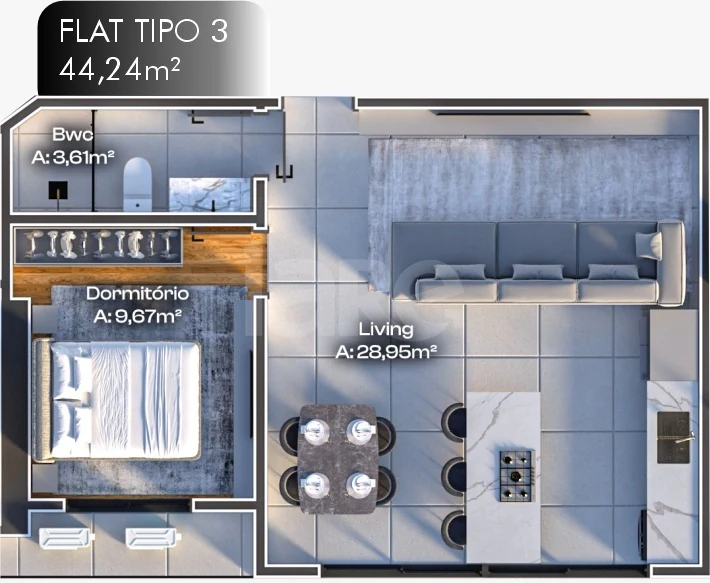 Planta — Apartamento 44,24 m²