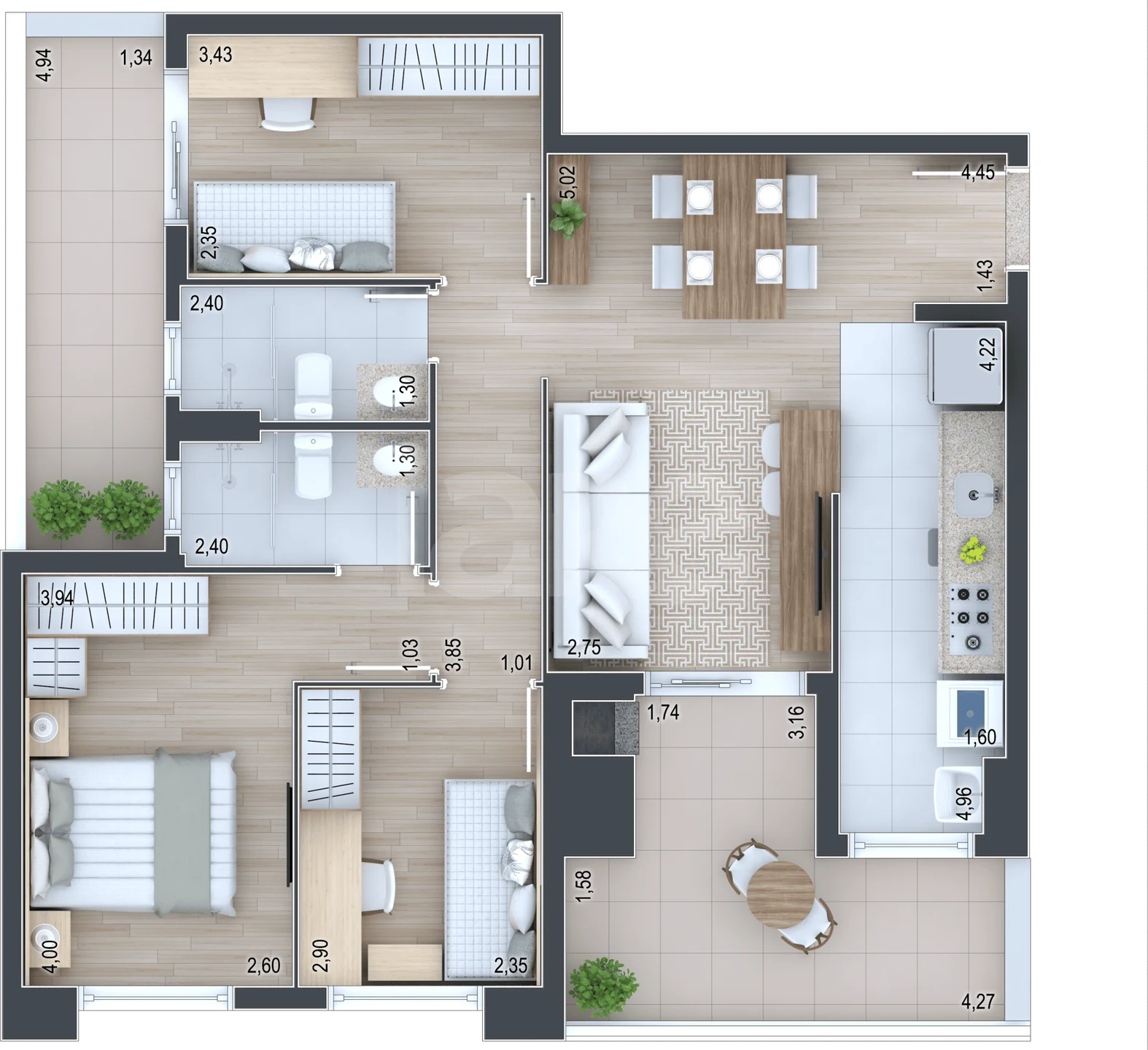 Planta — Garden 88,71 m² · 1º pavimento