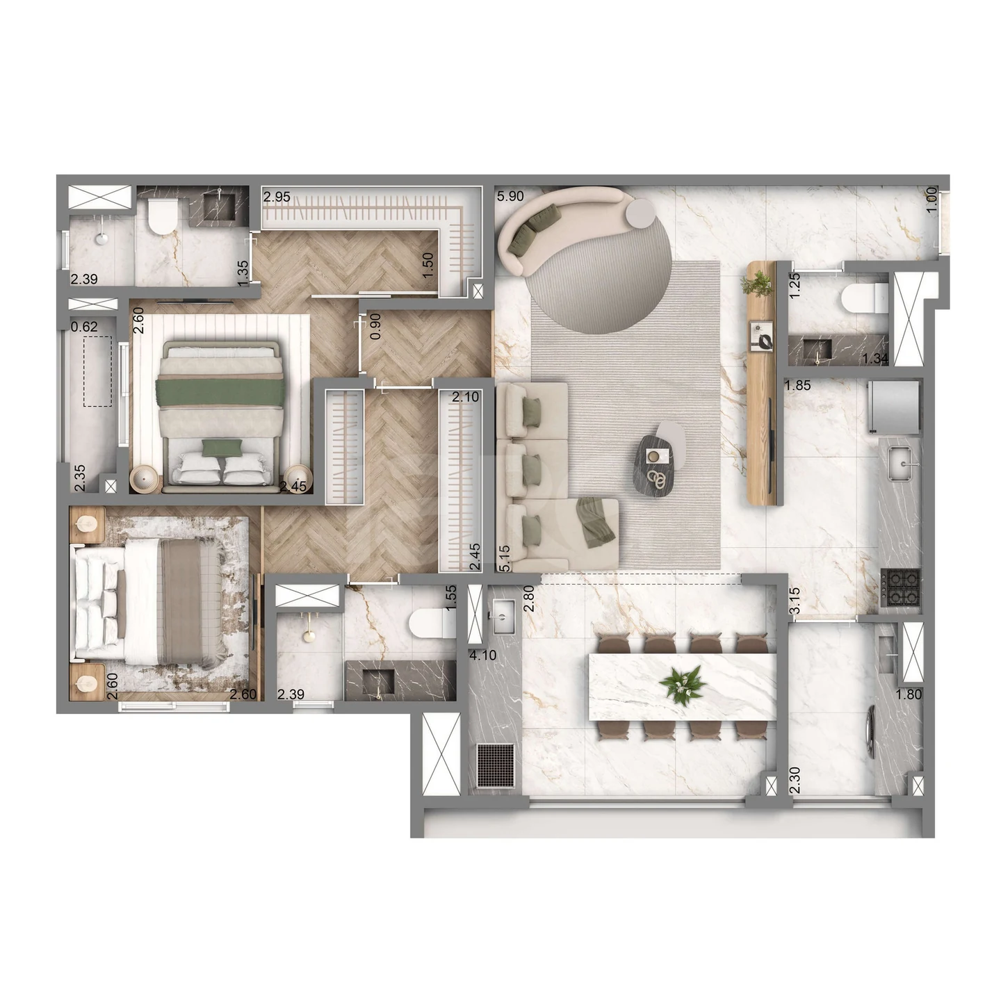 Planta — Apartamento 83,3 m²