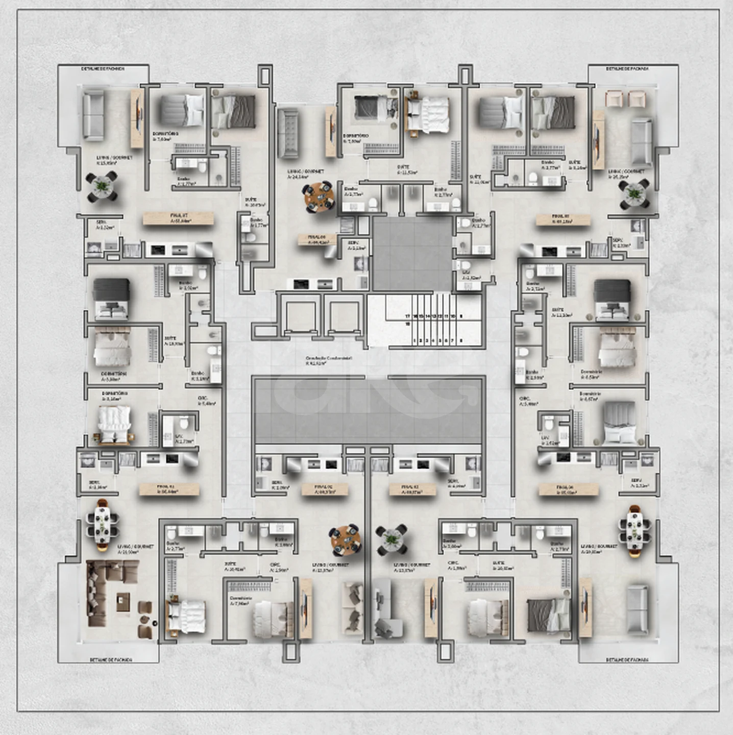 Planta — Pavimento 6 ao 9