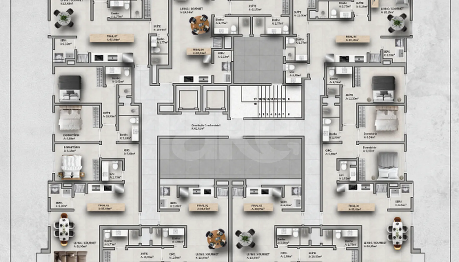Planta — Pavimento 6 ao 9