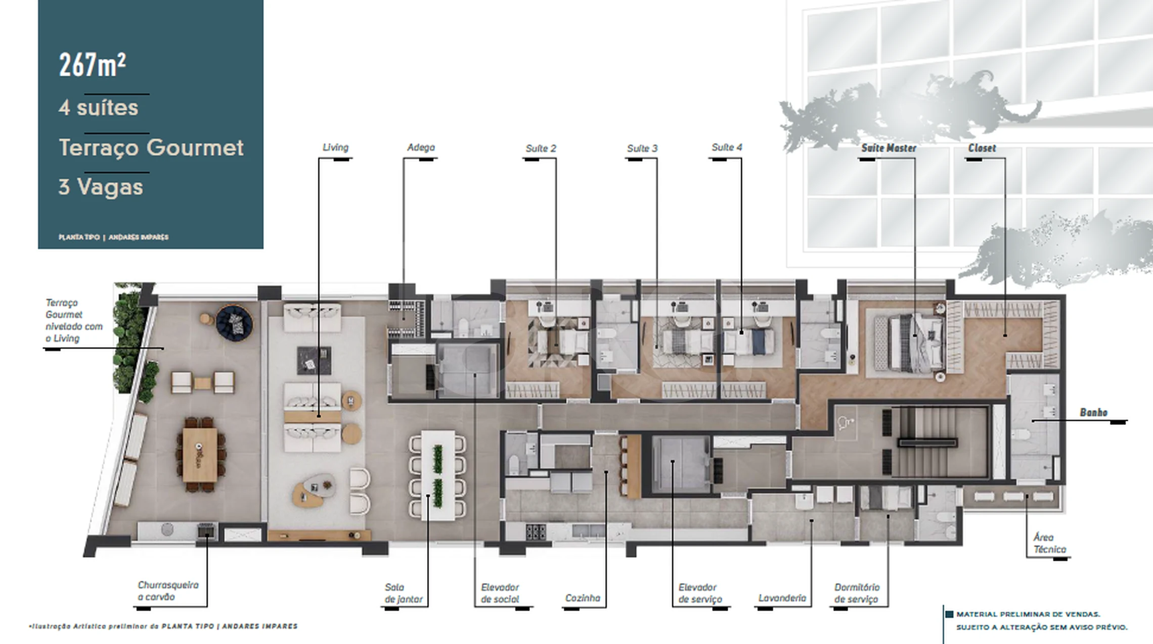 Planta — Apartamento 267,14 m²