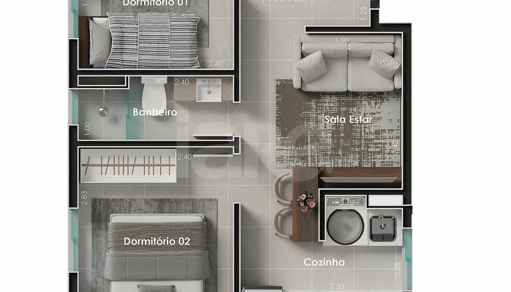 Planta — Apartamento 34,24 m²