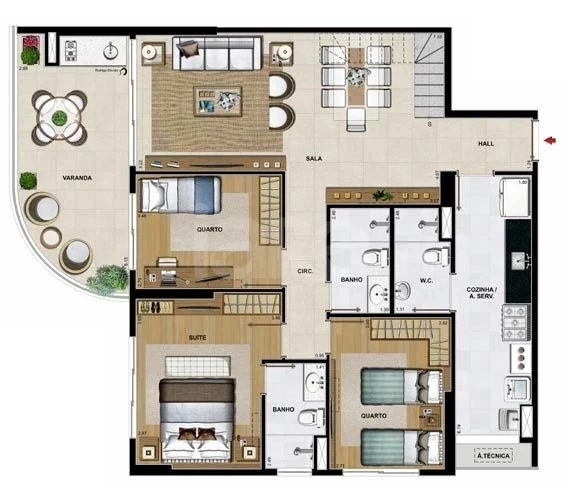 Planta — Cobertura Duplex 248,2 m² · 1º pavimento