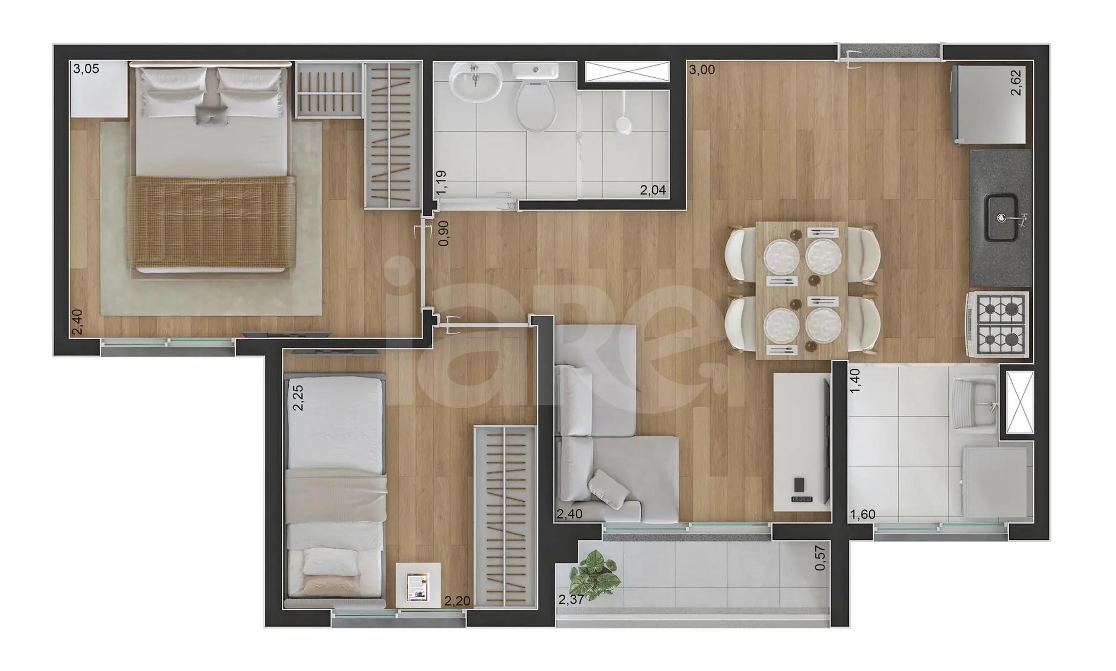 Planta — Apartamento 37,19 m²