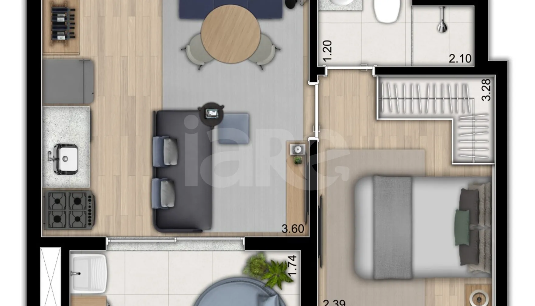 Planta — Apartamento 35,19 m²