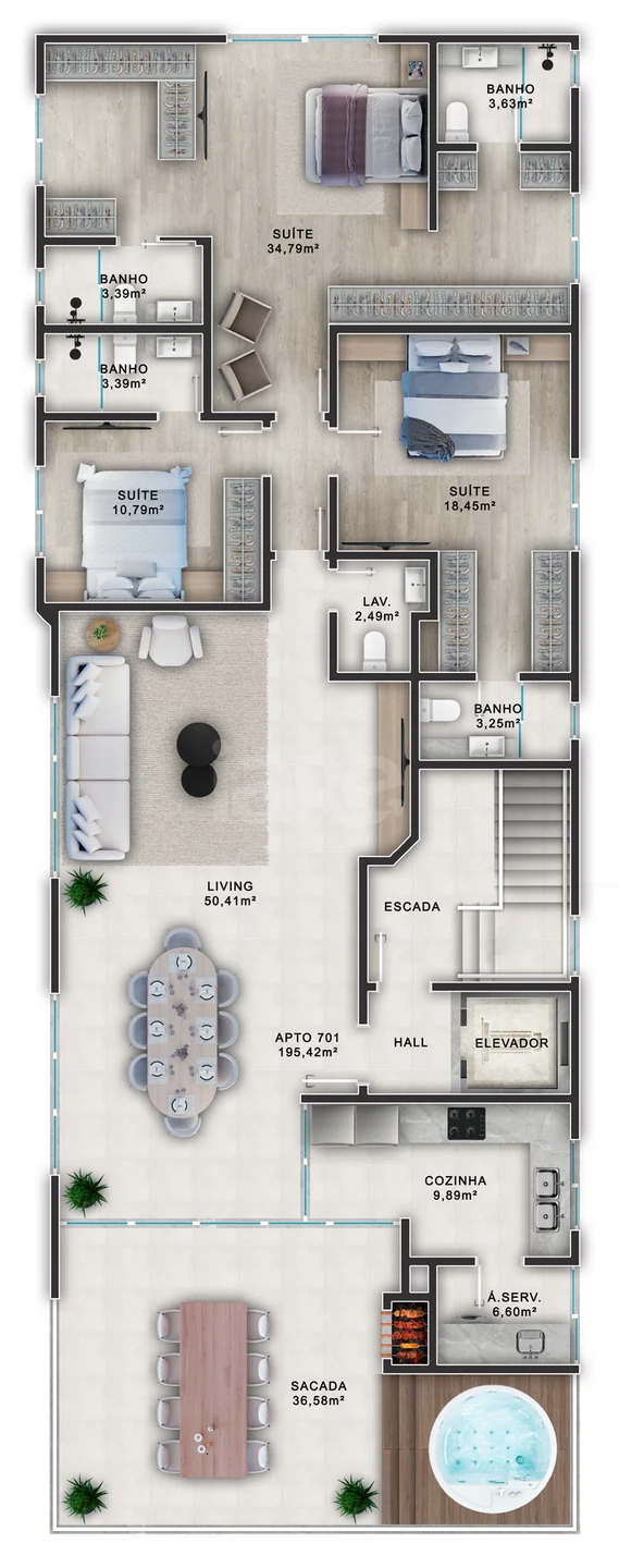 Planta — Apartamento 188 m²