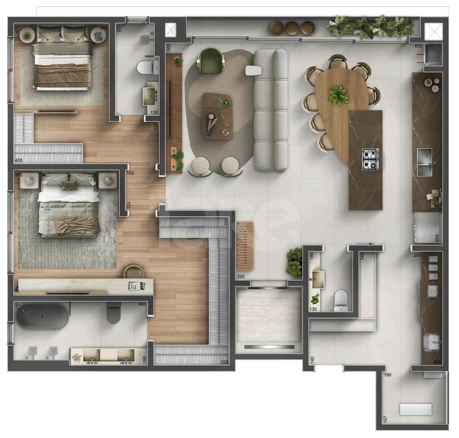 Planta — Planta 03 - 2 dorm 138m²
