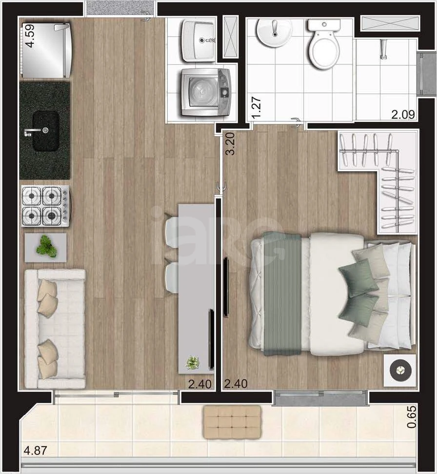 Planta — Apartamento 30,01 m²