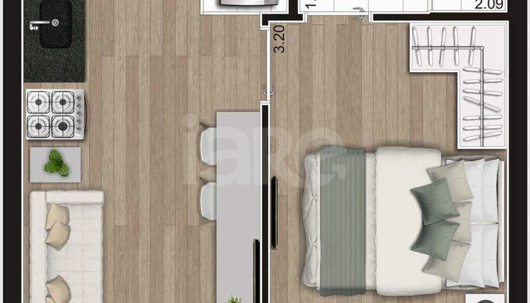 Planta — Apartamento 30,01 m²