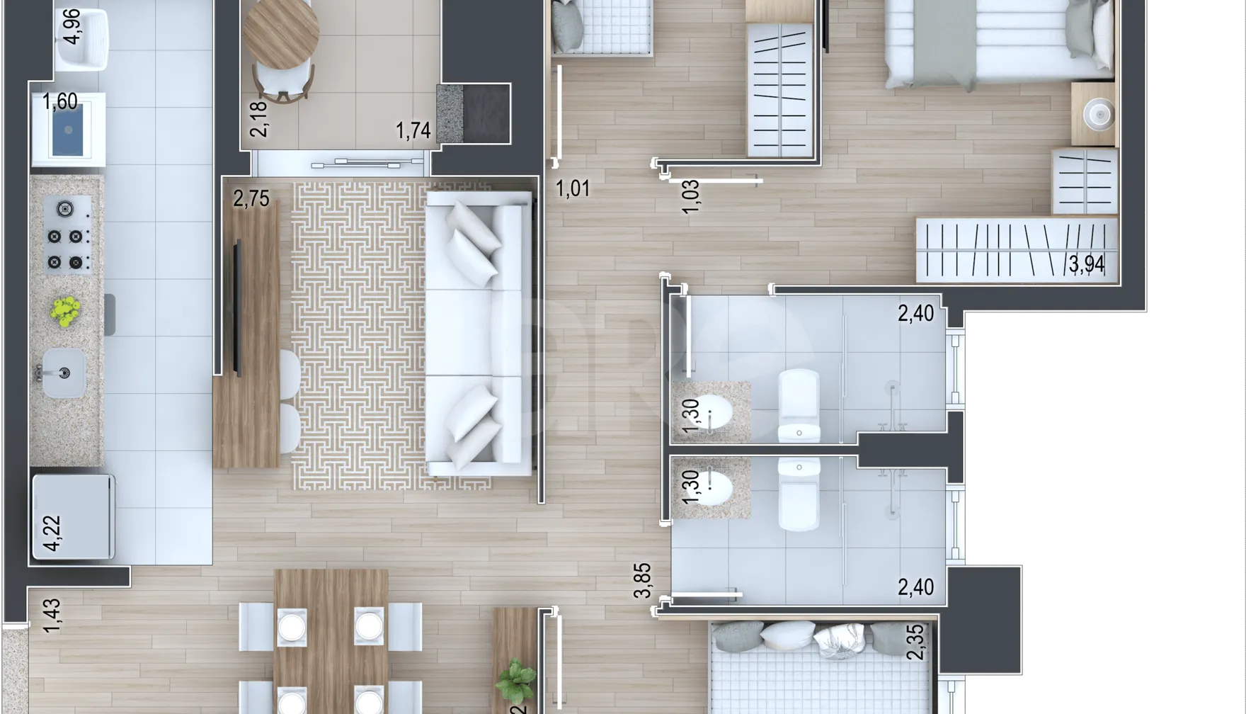 Planta — Apartamento 78,87 m²