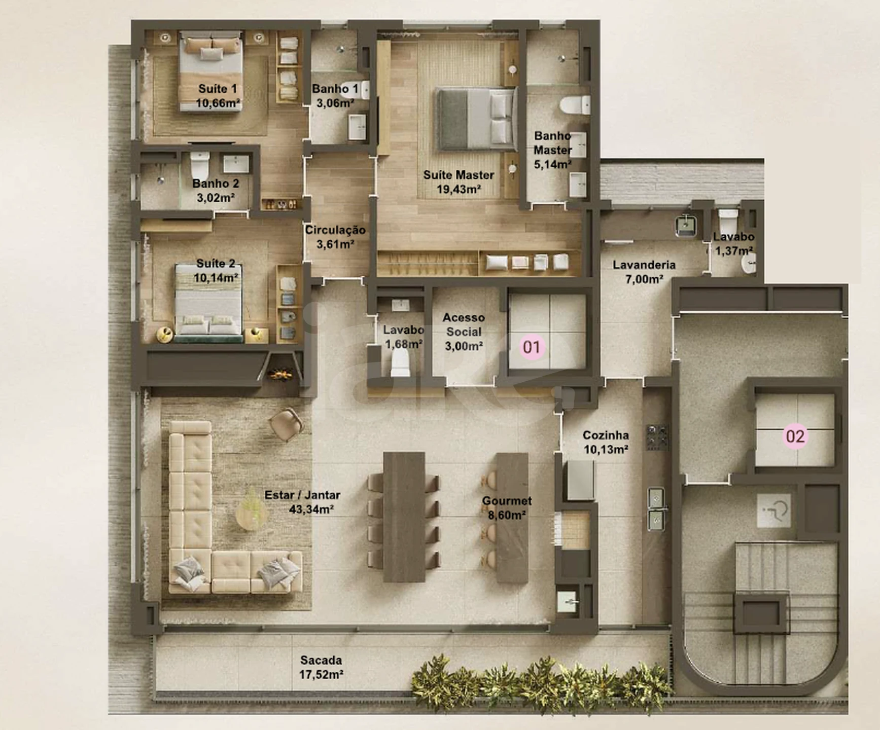 Planta — Apartamento 178,03 m²