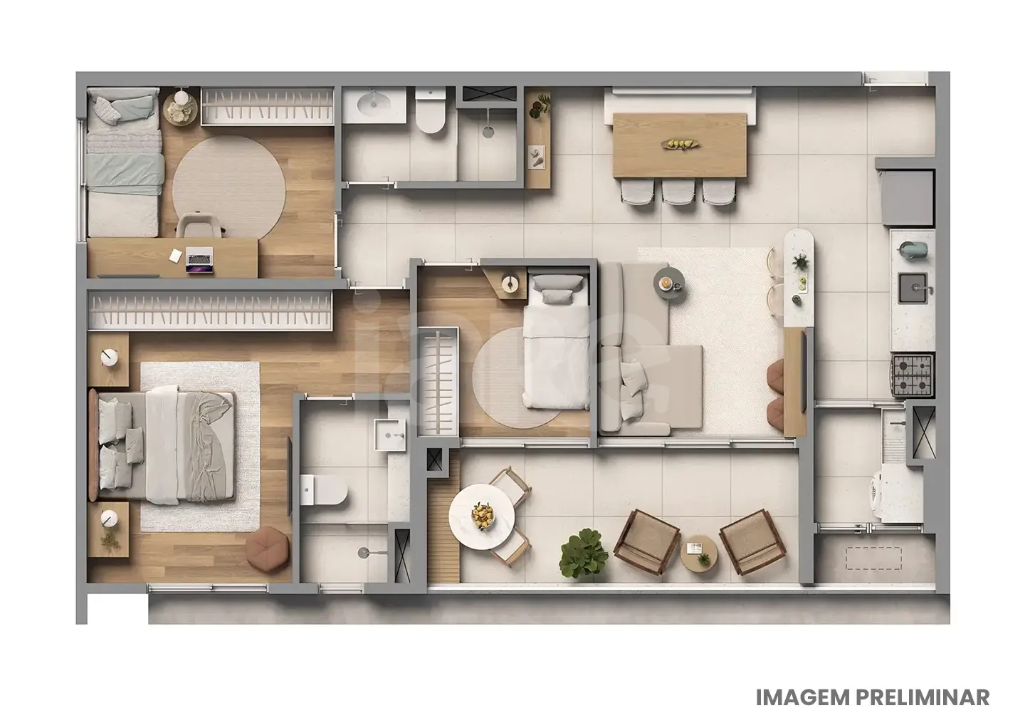 Planta — Apartamento 76,54 m²