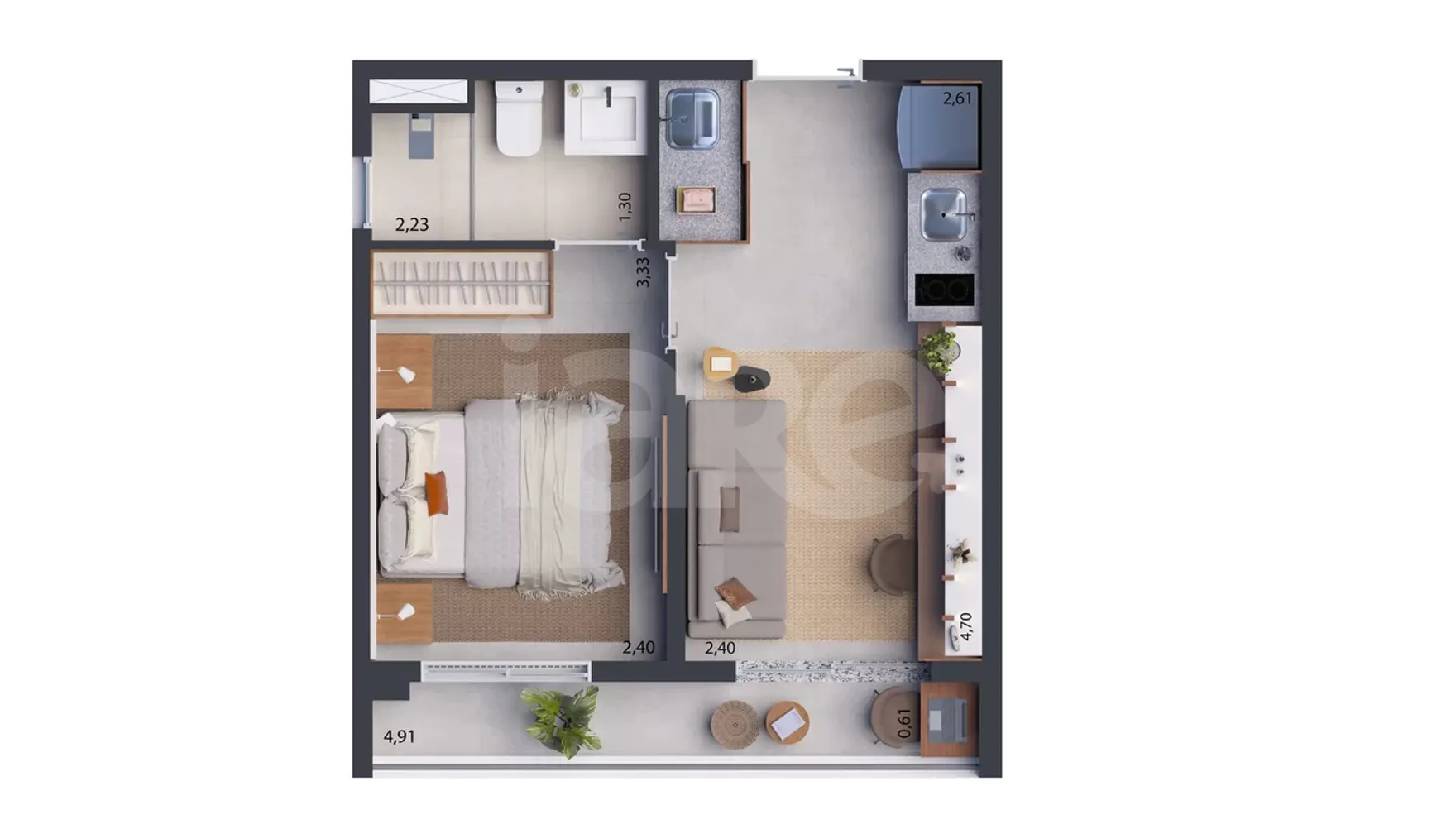 Planta — Apartamento 29,38 m²