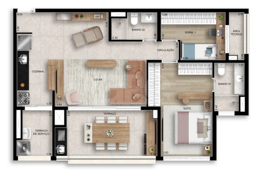 Planta — Garden 72,94 m²