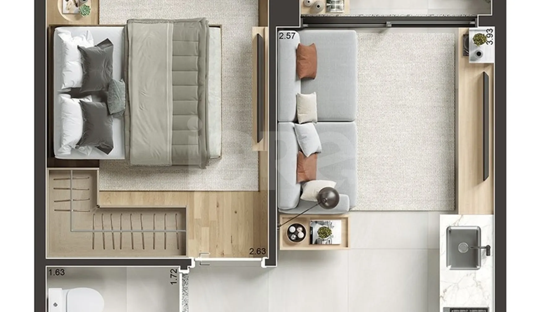 Planta — Studio 29,6 m²
