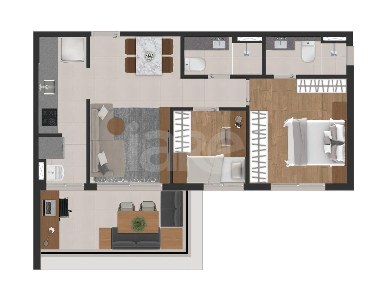 Planta — Apartamento 59,3 m²