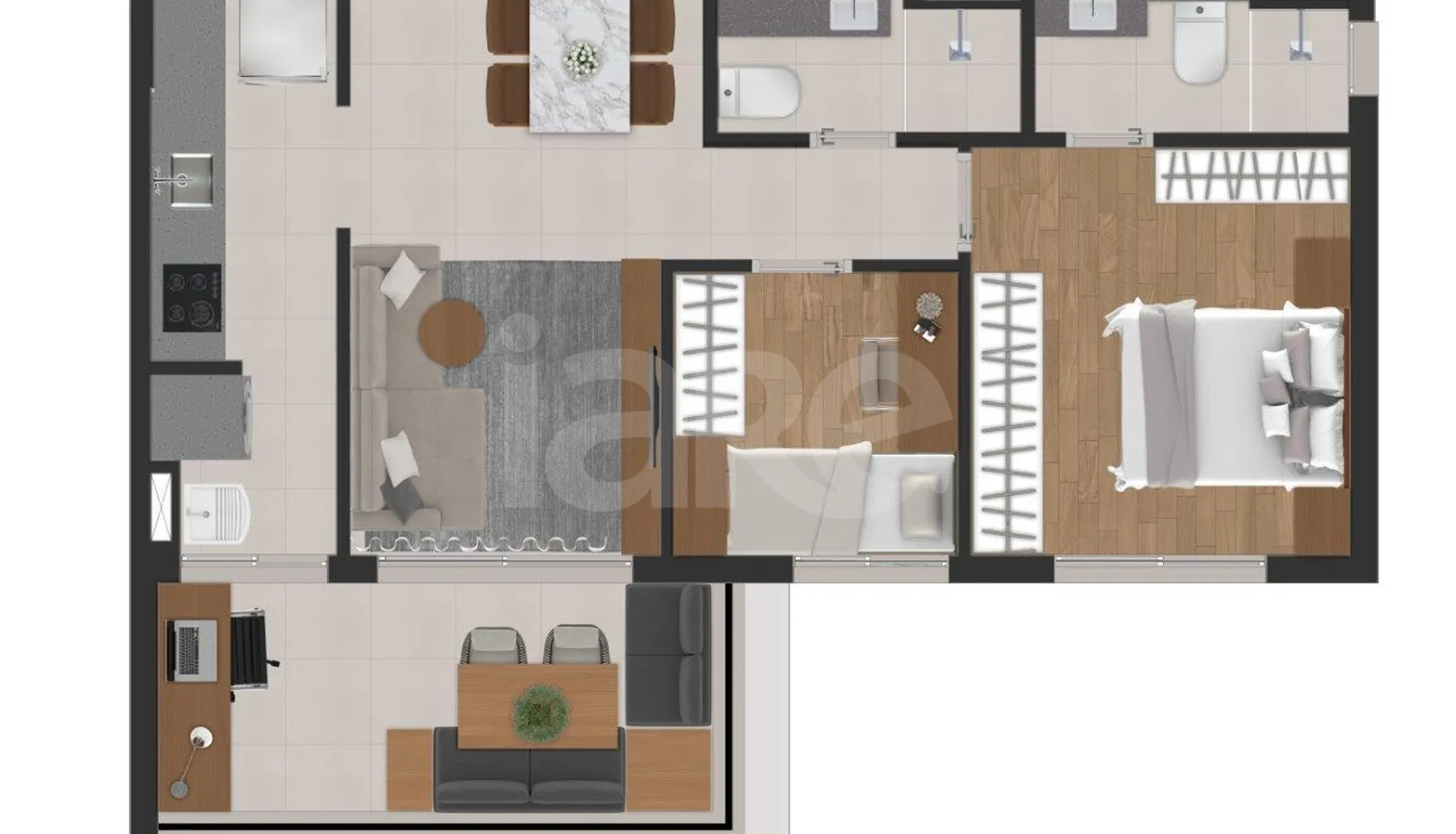 Planta — Apartamento 59,3 m²