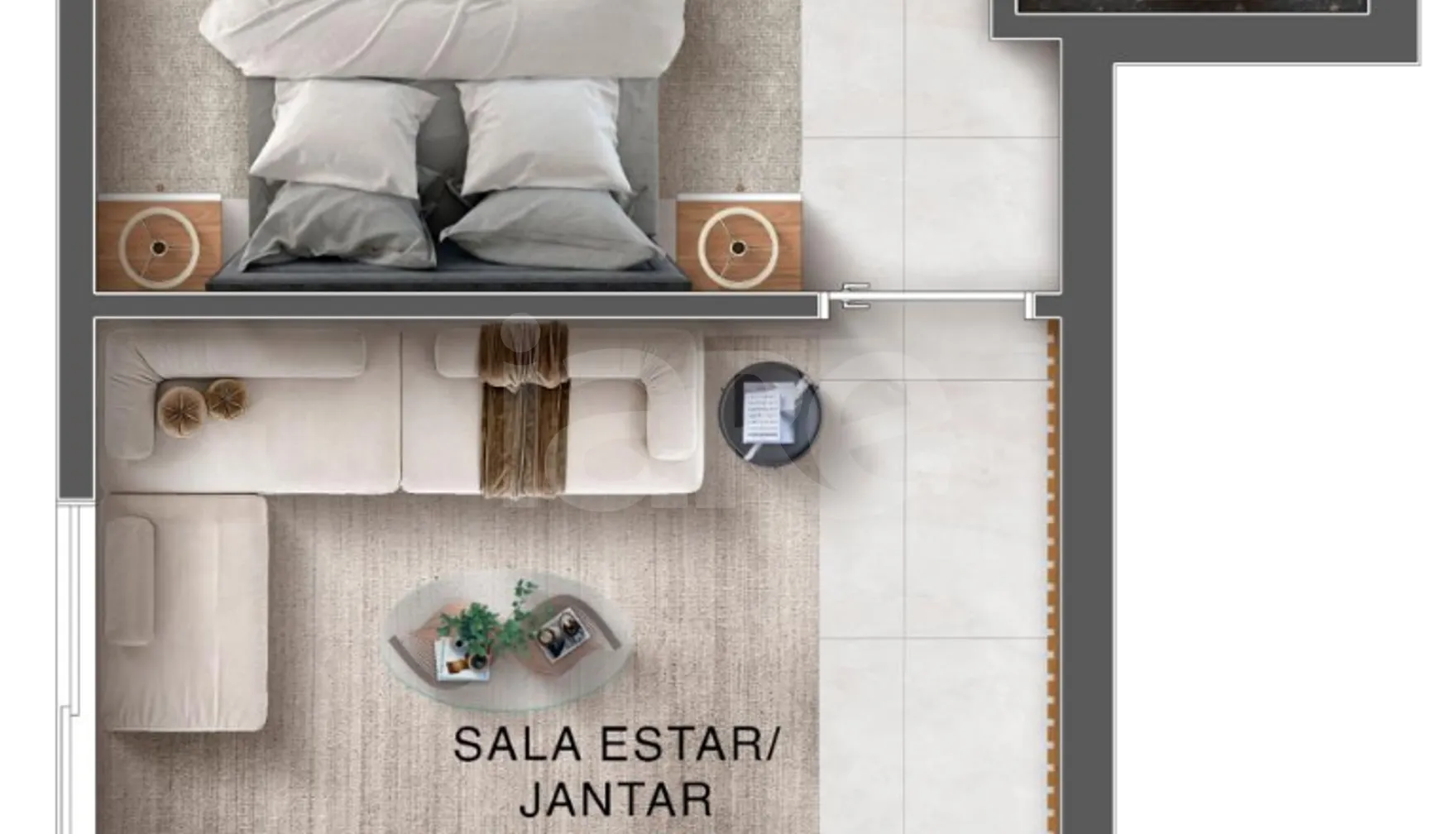 Planta — Studio 25,83 m²