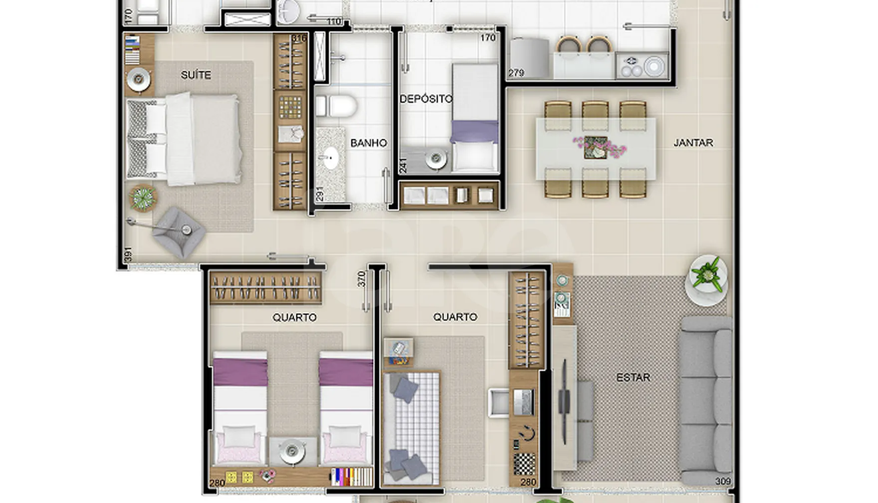 Planta — Apartamento 107,64 m²