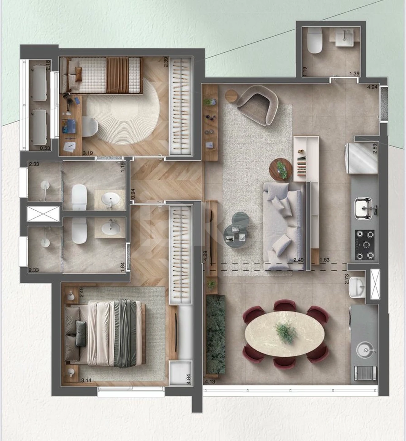 Planta — Apartamento 65,04 m²