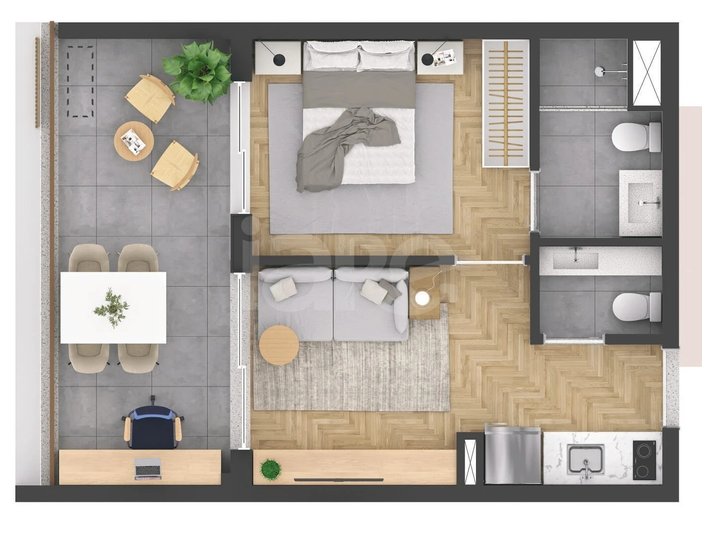 Planta — Studio 33,14 m²