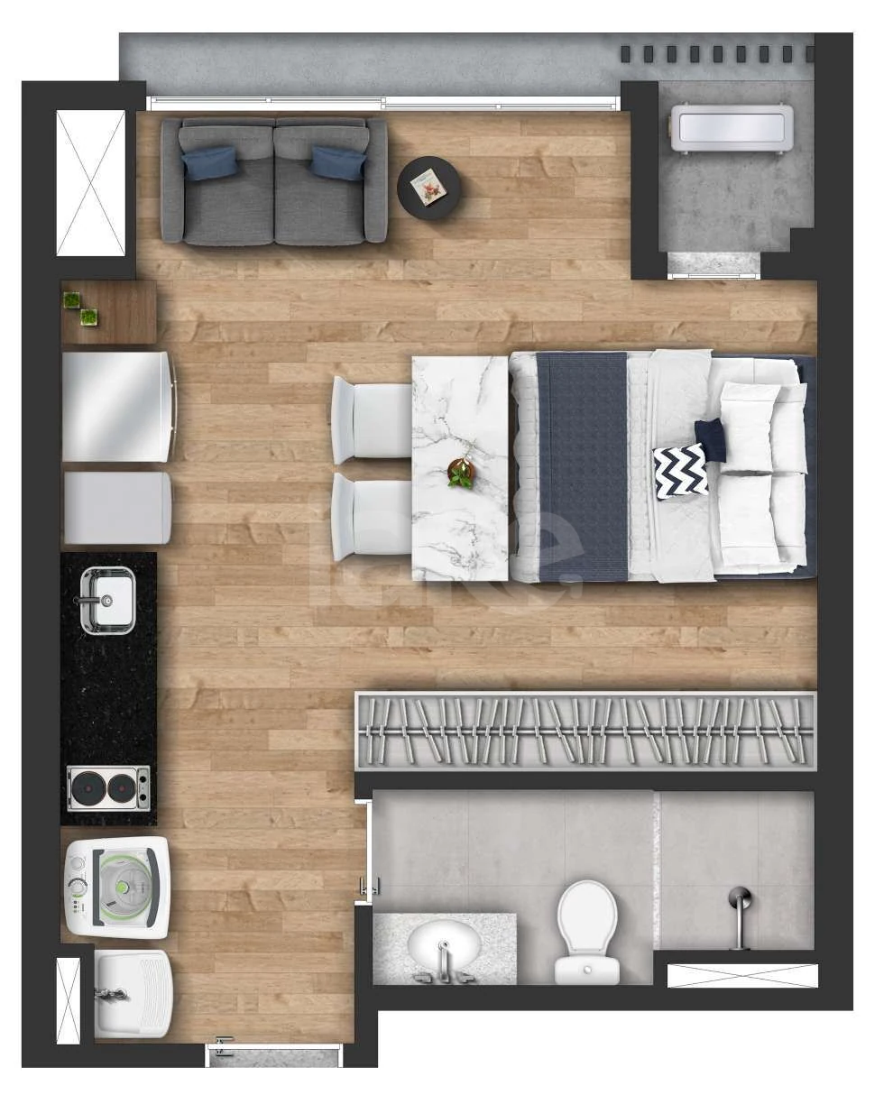 Planta — Studio 29,44 m²