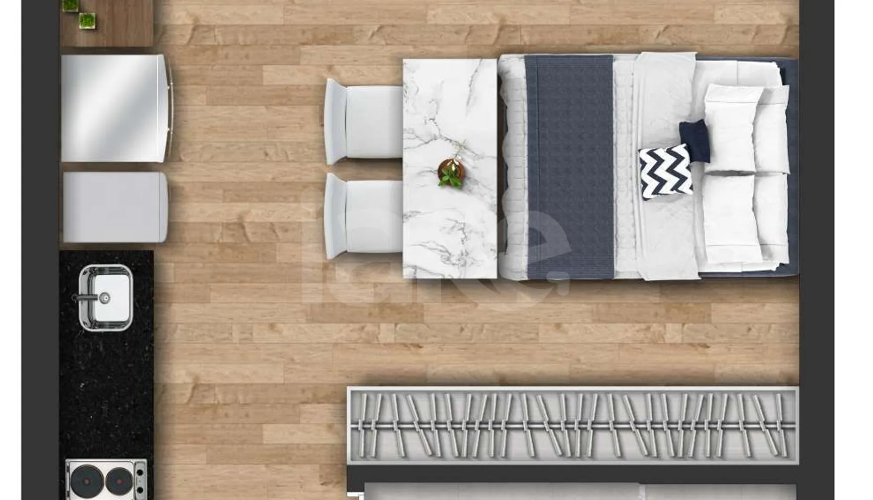 Planta — Studio 29,44 m²