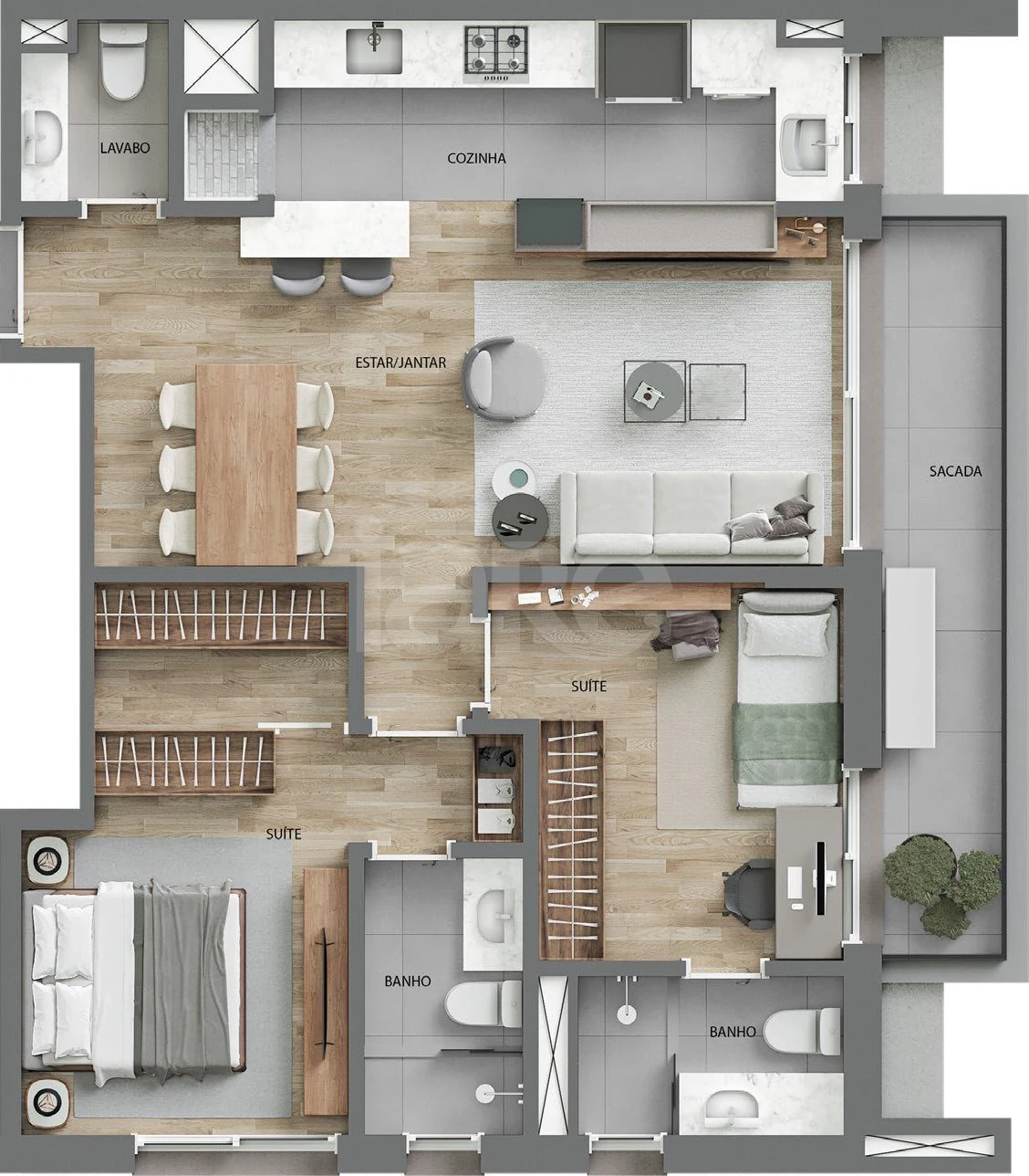 Planta — Apartamento 90,1 m²