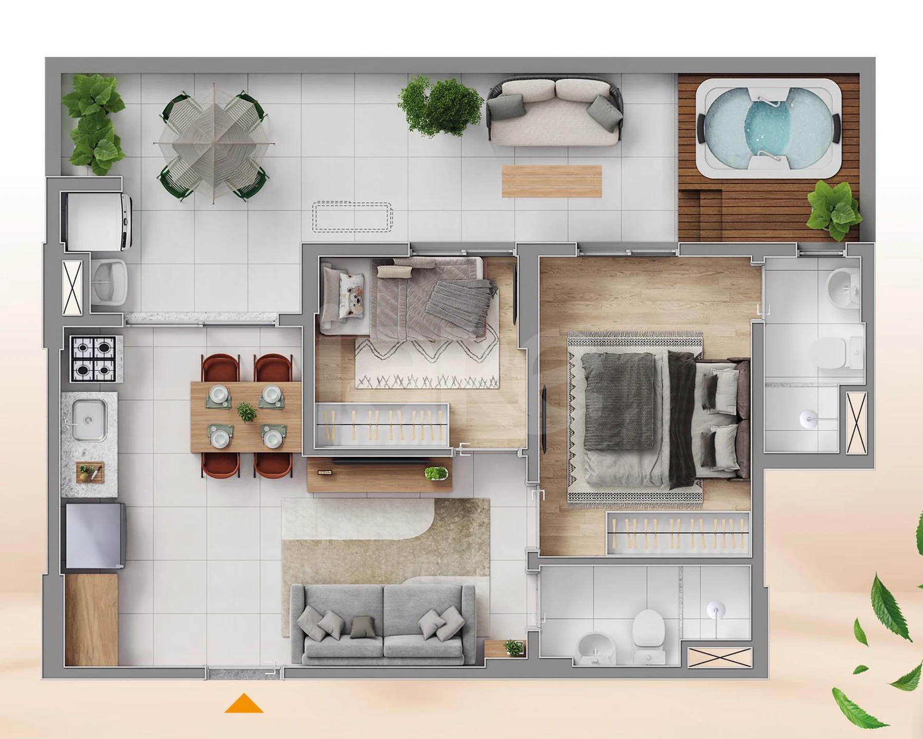 Planta — Apartamento 64,06 m²