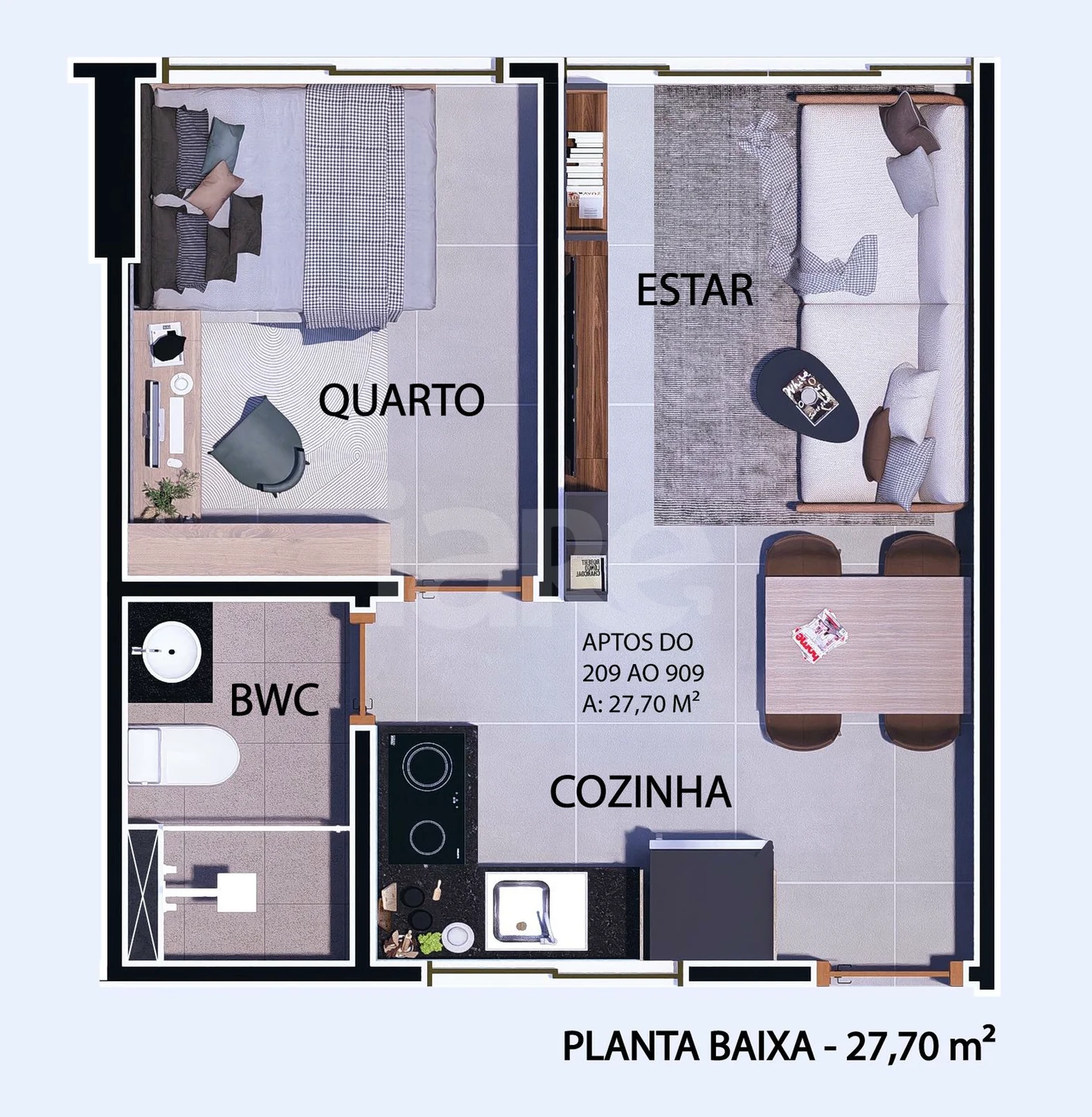 Planta — Apartamento 27,7 m²