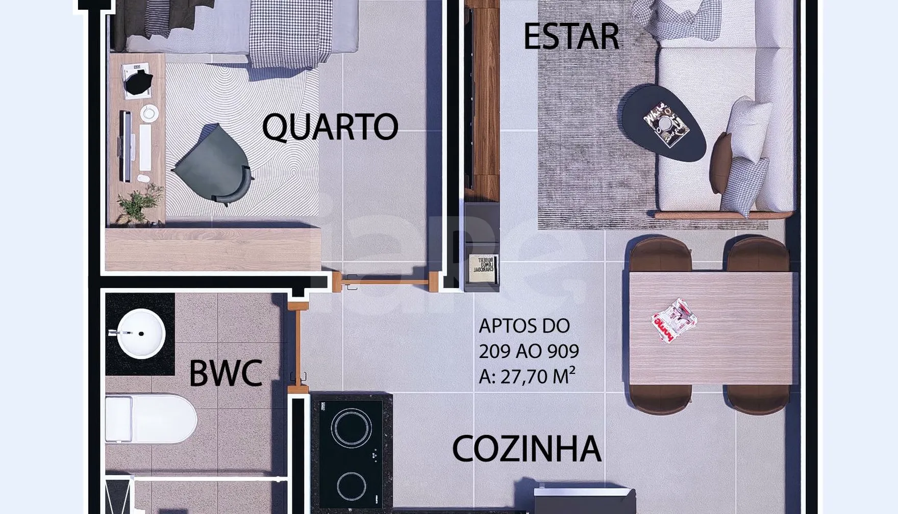 Planta — Apartamento 27,7 m²