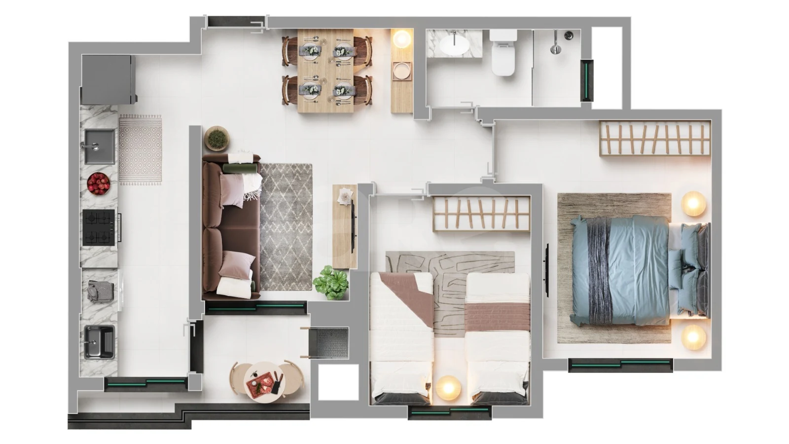 Planta — Apartamento 48,64 m²