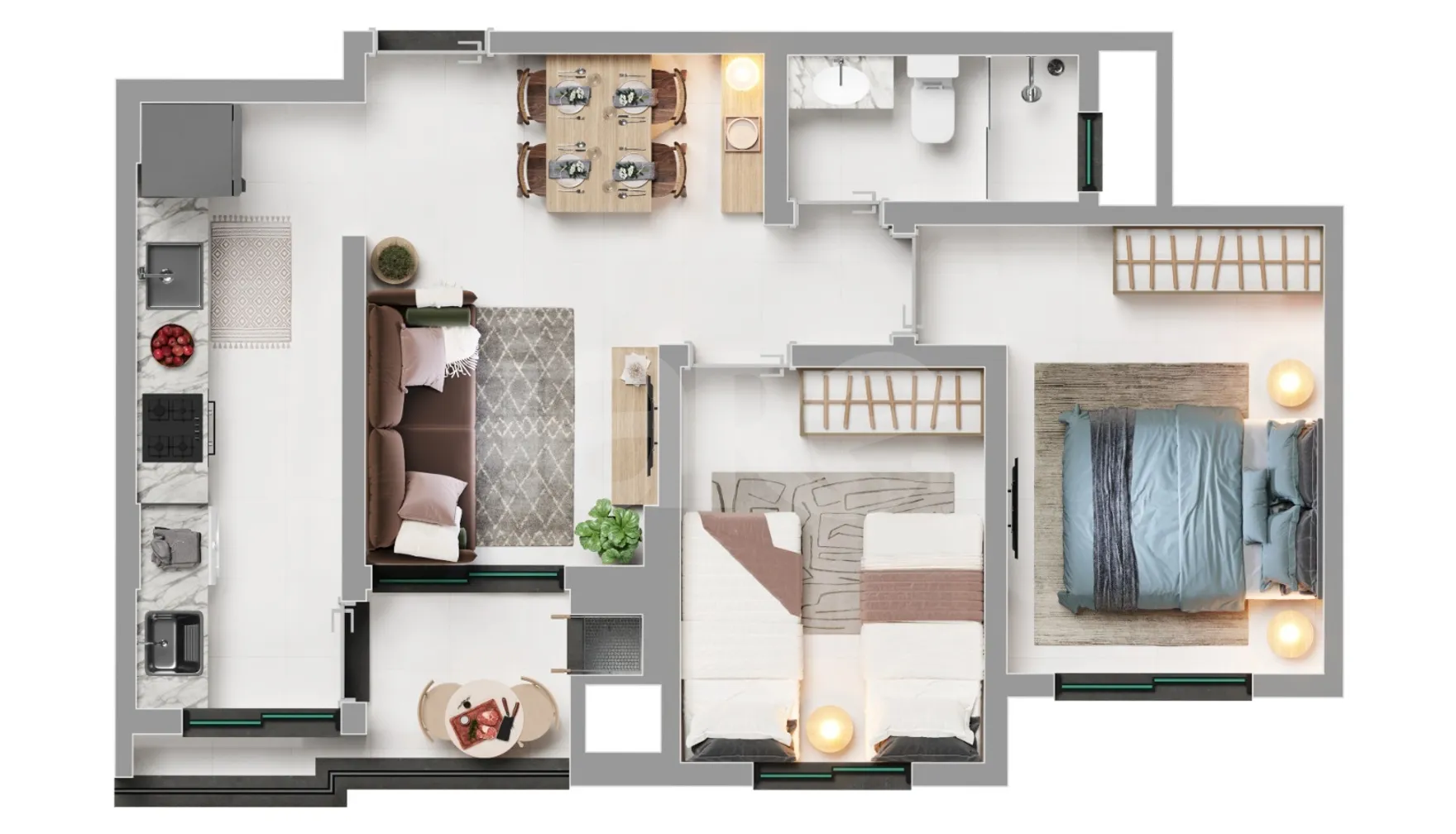 Planta — Apartamento 48,64 m²