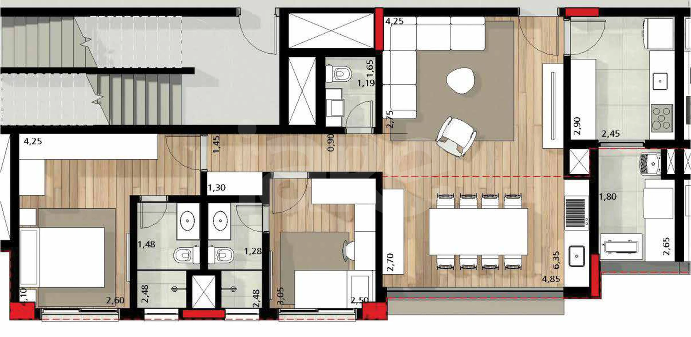 Planta — Apartamento 87,12 m²
