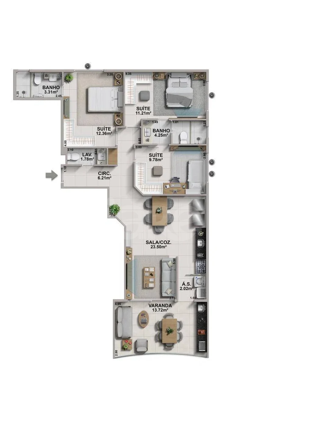 Planta — Apartamento 98,35 m²
