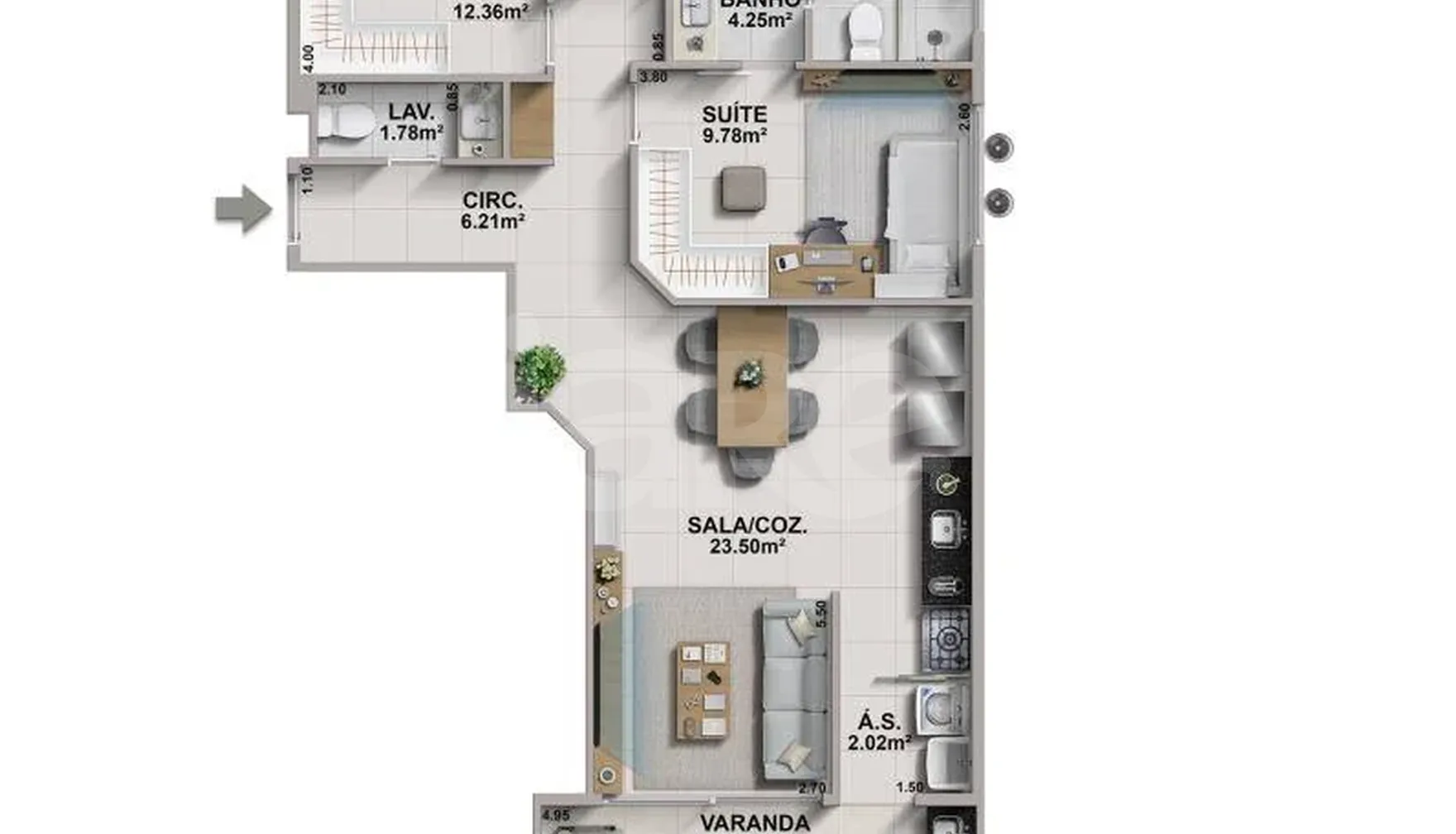 Planta — Apartamento 98,35 m²