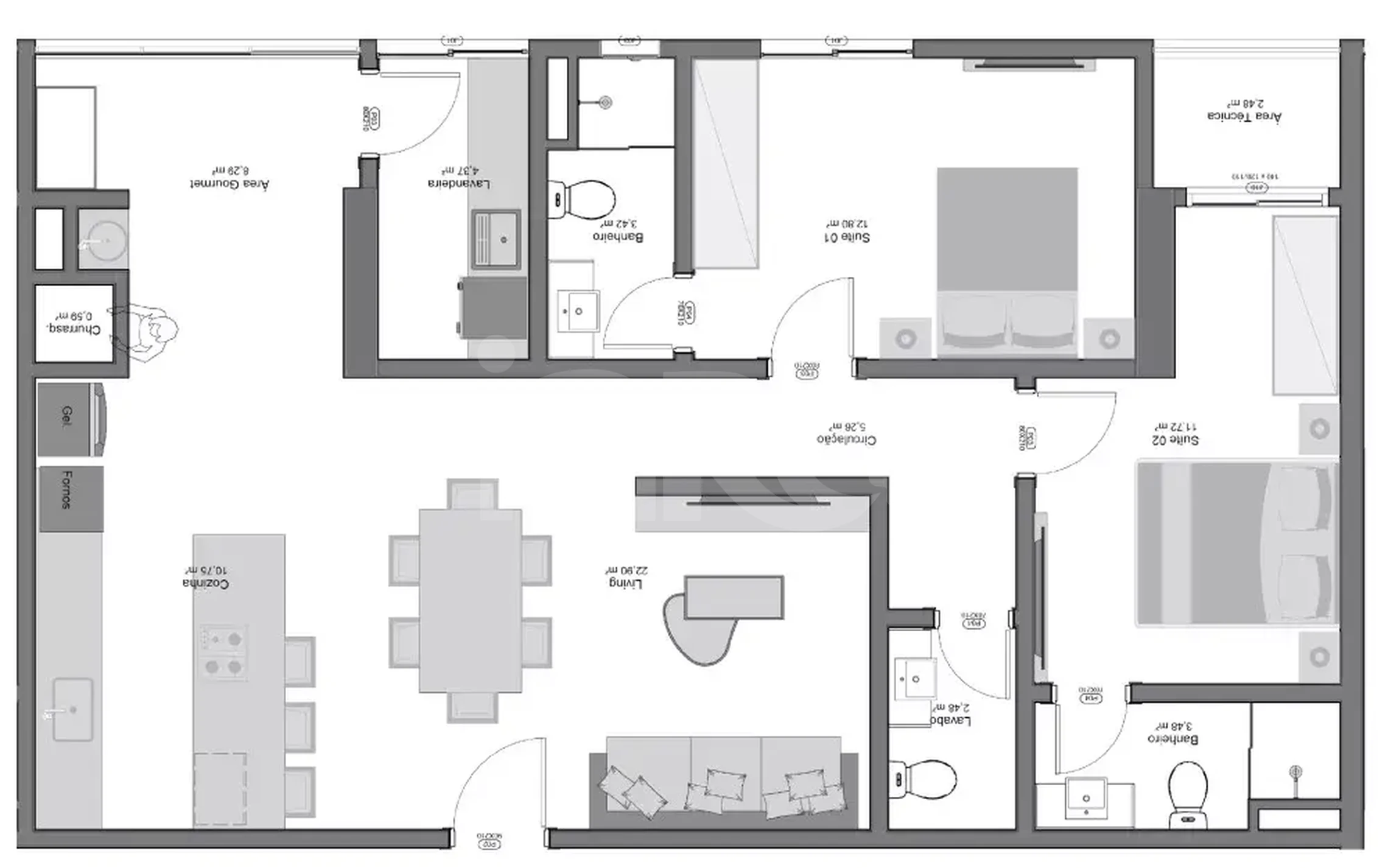 Planta — Apartamento 102,39 m²