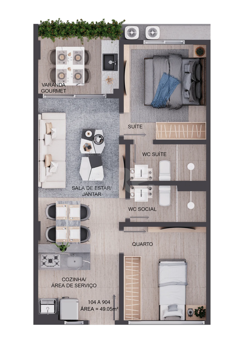 Planta — Apartamento 51,73 m²